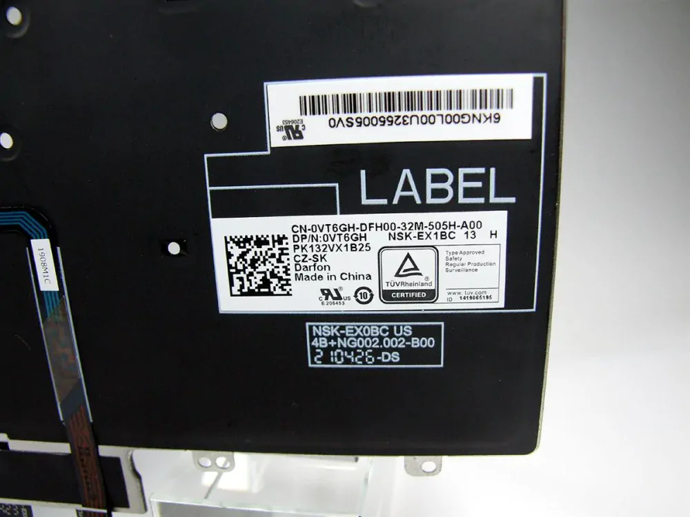 VT6GH TJN20 DELL Precision 3550 3551 podsvietená klávesnica SK